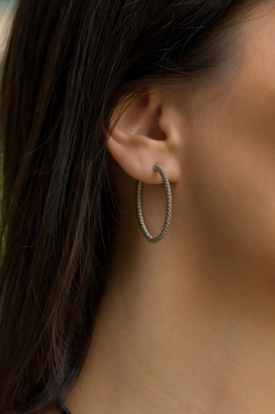 Corded Wire Sterling Silver Hoop Earrings