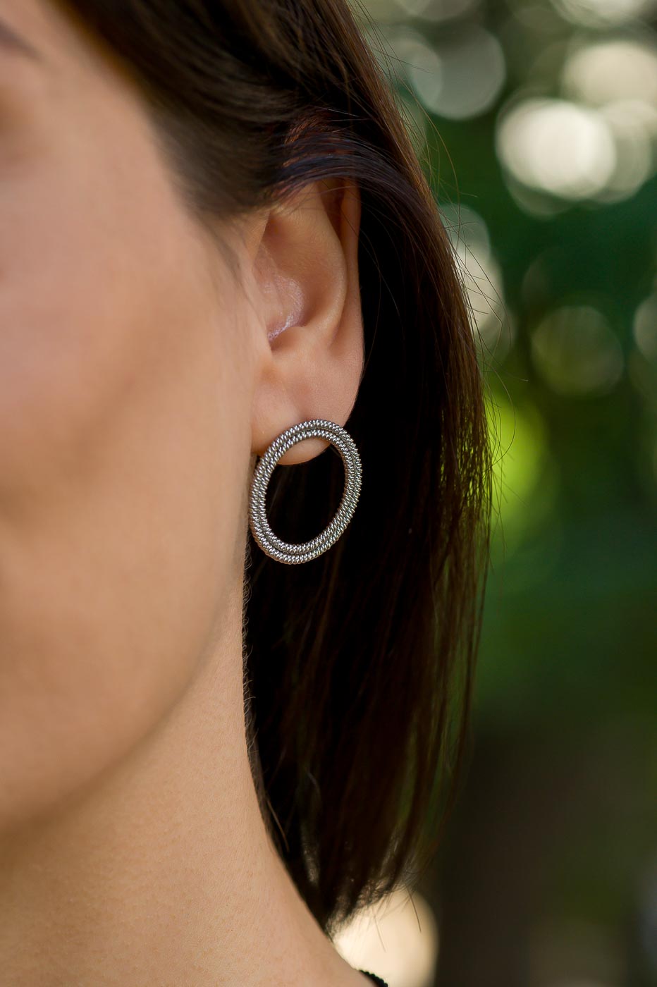 Twisted Sterling Silver Hoop Earrings | Large