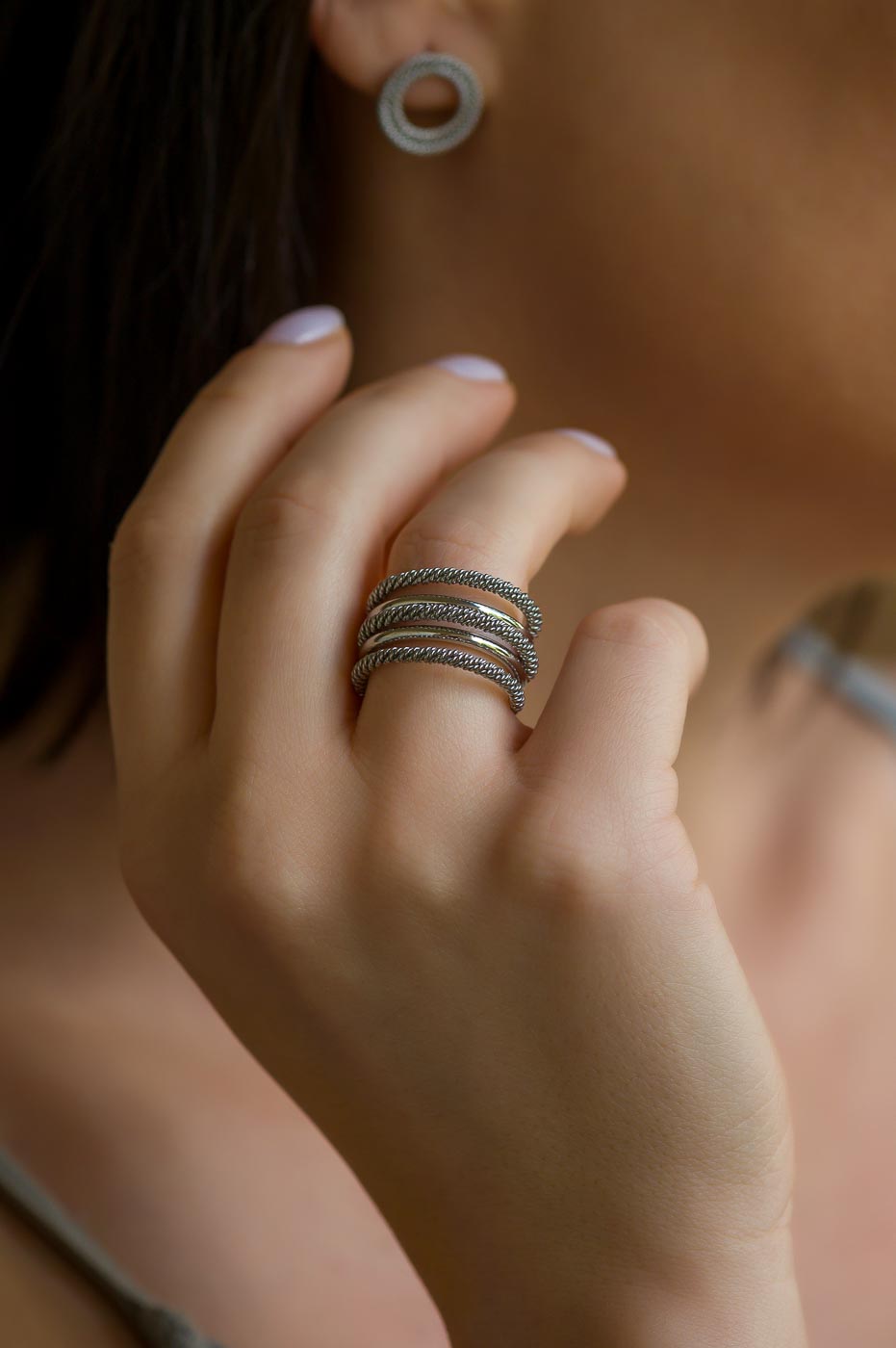 Twisted & Interlocked Sterling Silver Ring