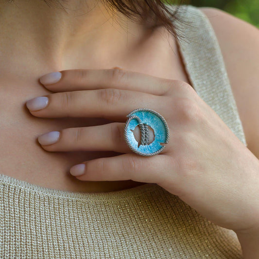 Corded Wire Sterling Silver Enamel Knot Ring
