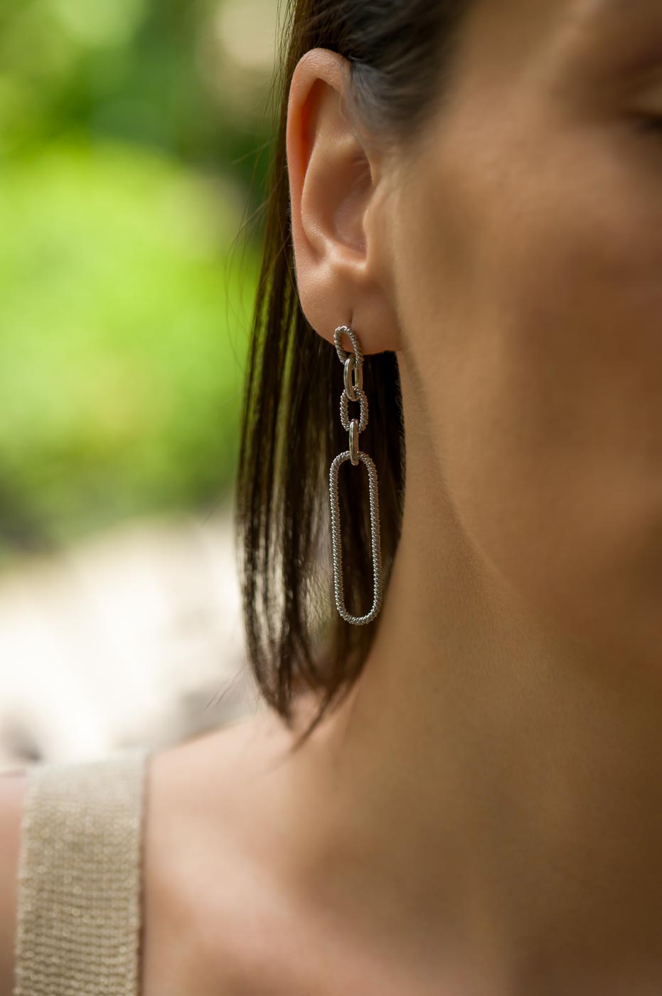 Twisted Chain LInk Sterling Silver Drop Earrings
