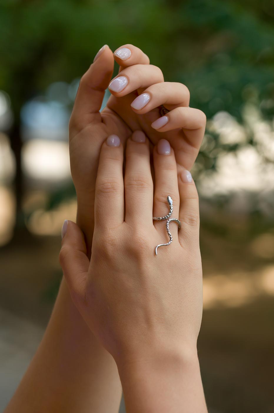 Textured Sterling Silver Snake Wrap Ring