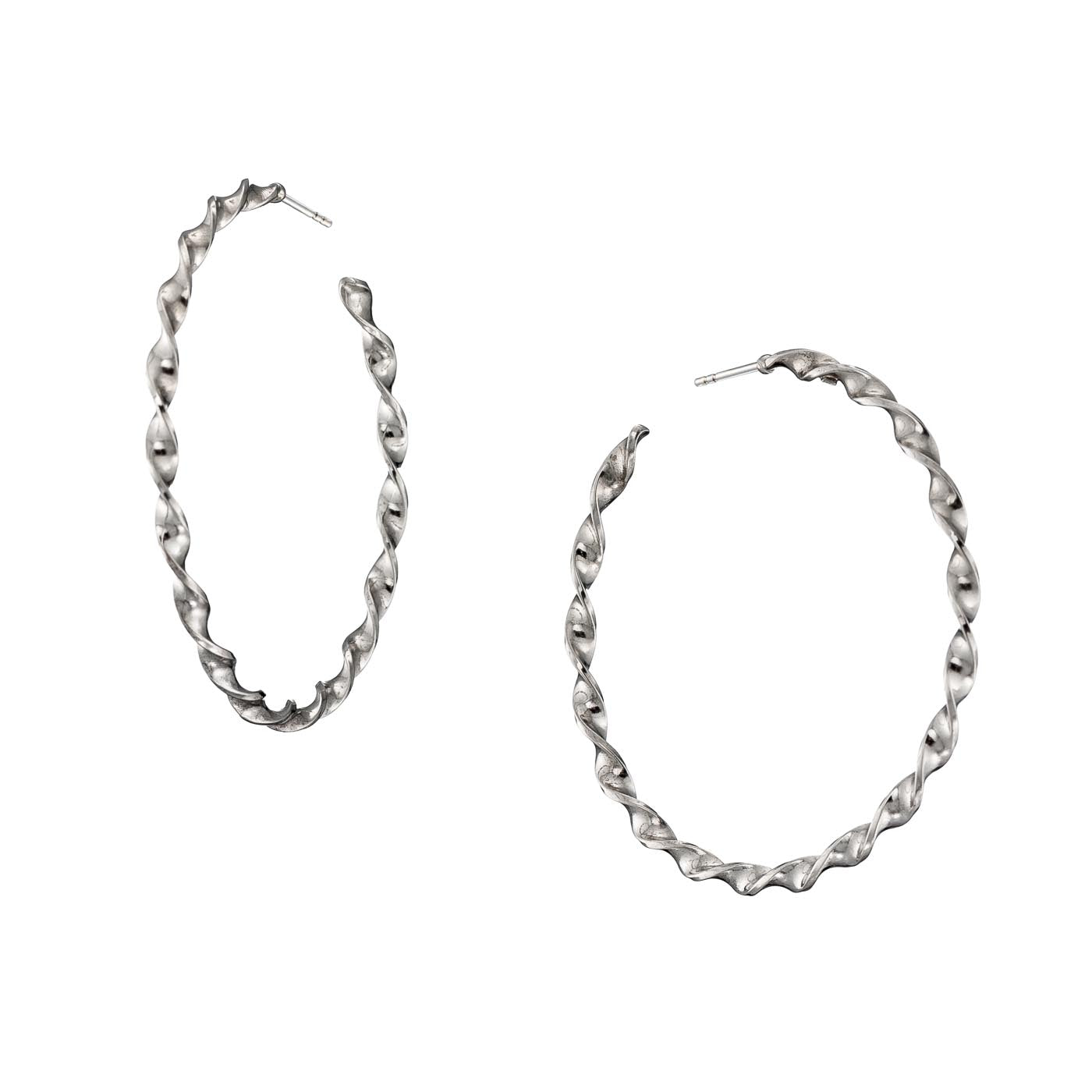 Large Twisted Sterling Silver Hoop Earrings