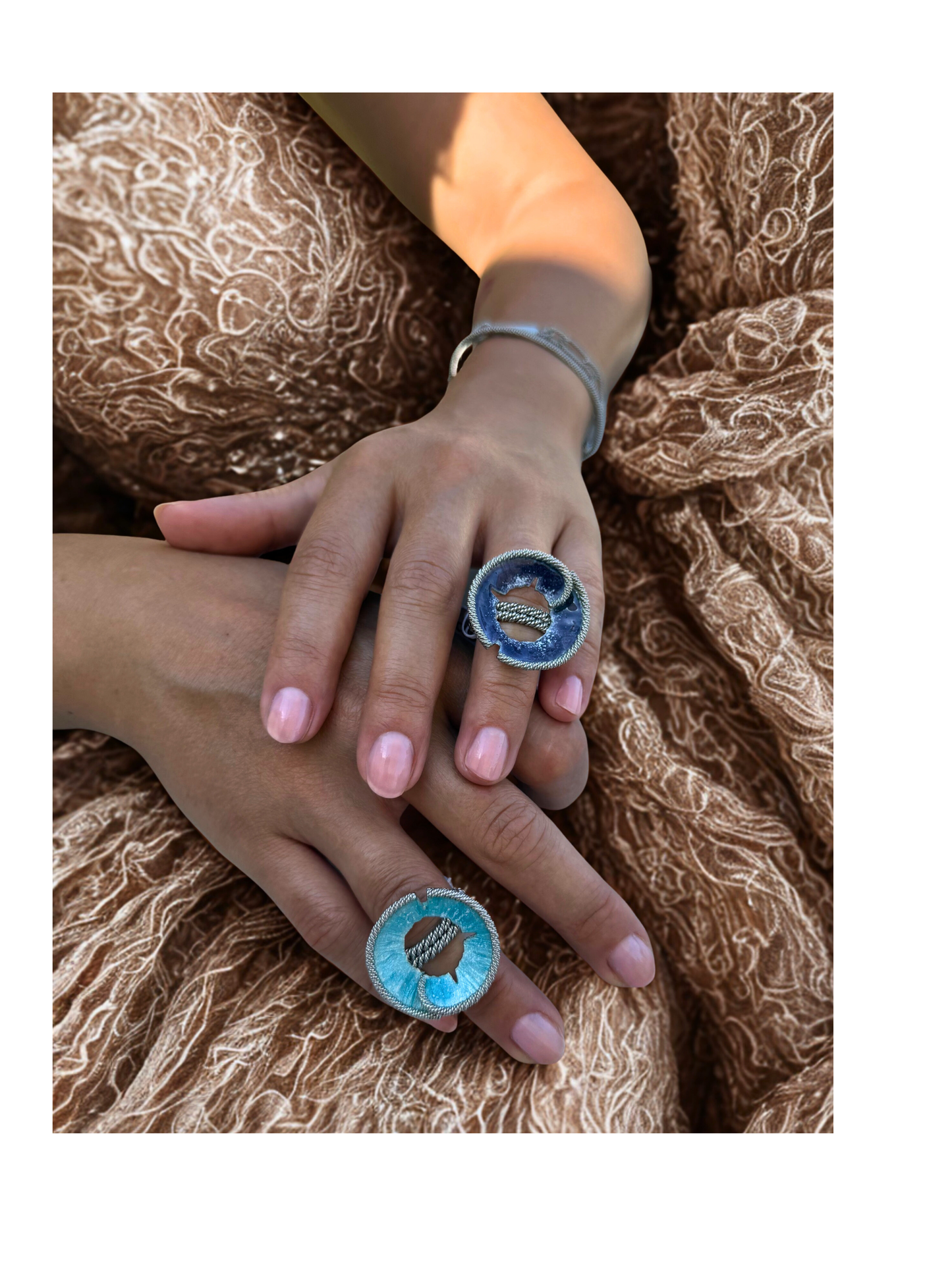 Corded Wire Sterling Silver Enamel Knot Ring