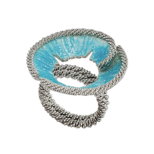 Corded Wire Sterling Silver Enamel Knot Ring