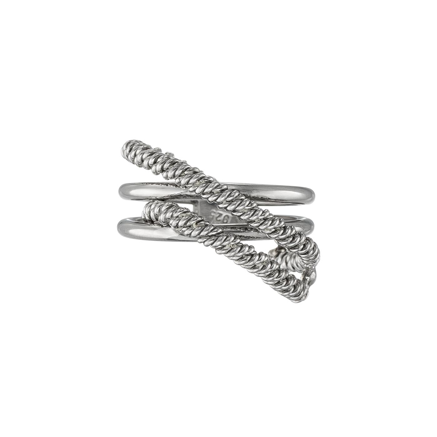 Twisted Crossover Sterling Silver Ring