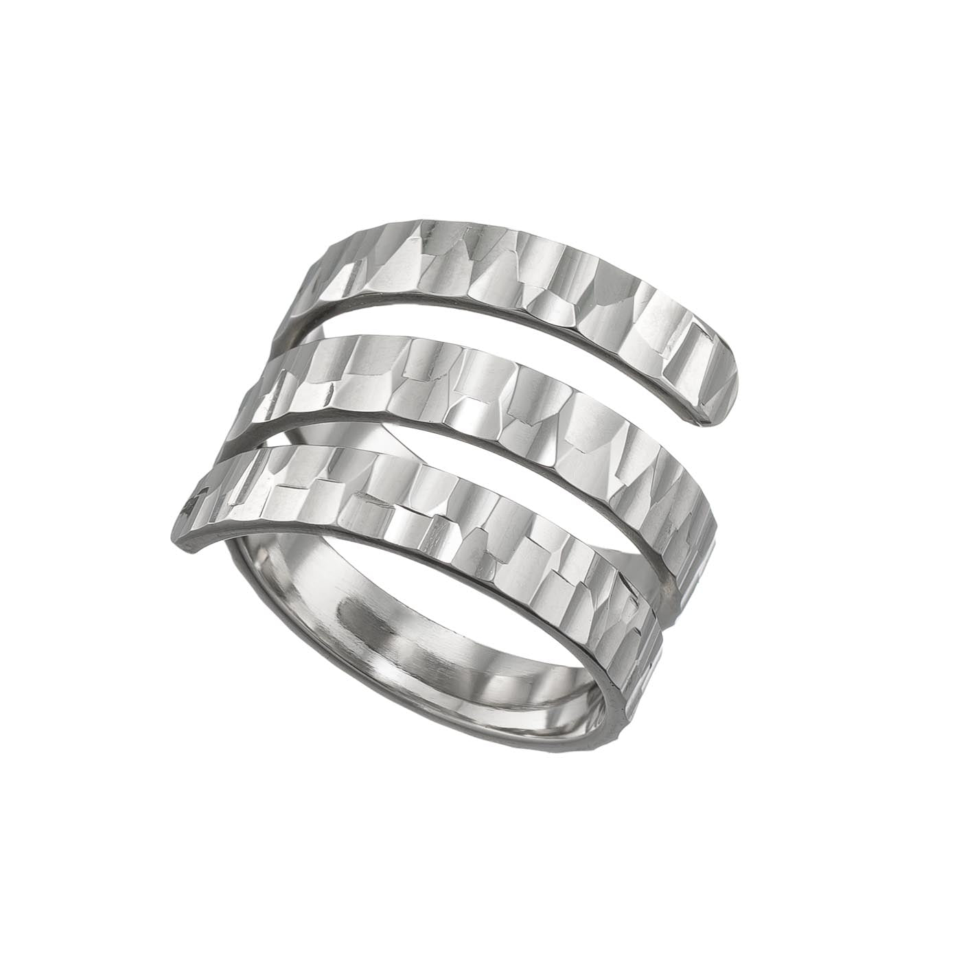 Diamond Cut Sterling Silver Spiral Wrap Ring