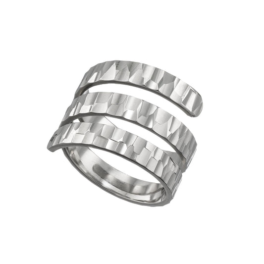 Diamond Cut Sterling Silver Spiral Wrap Ring