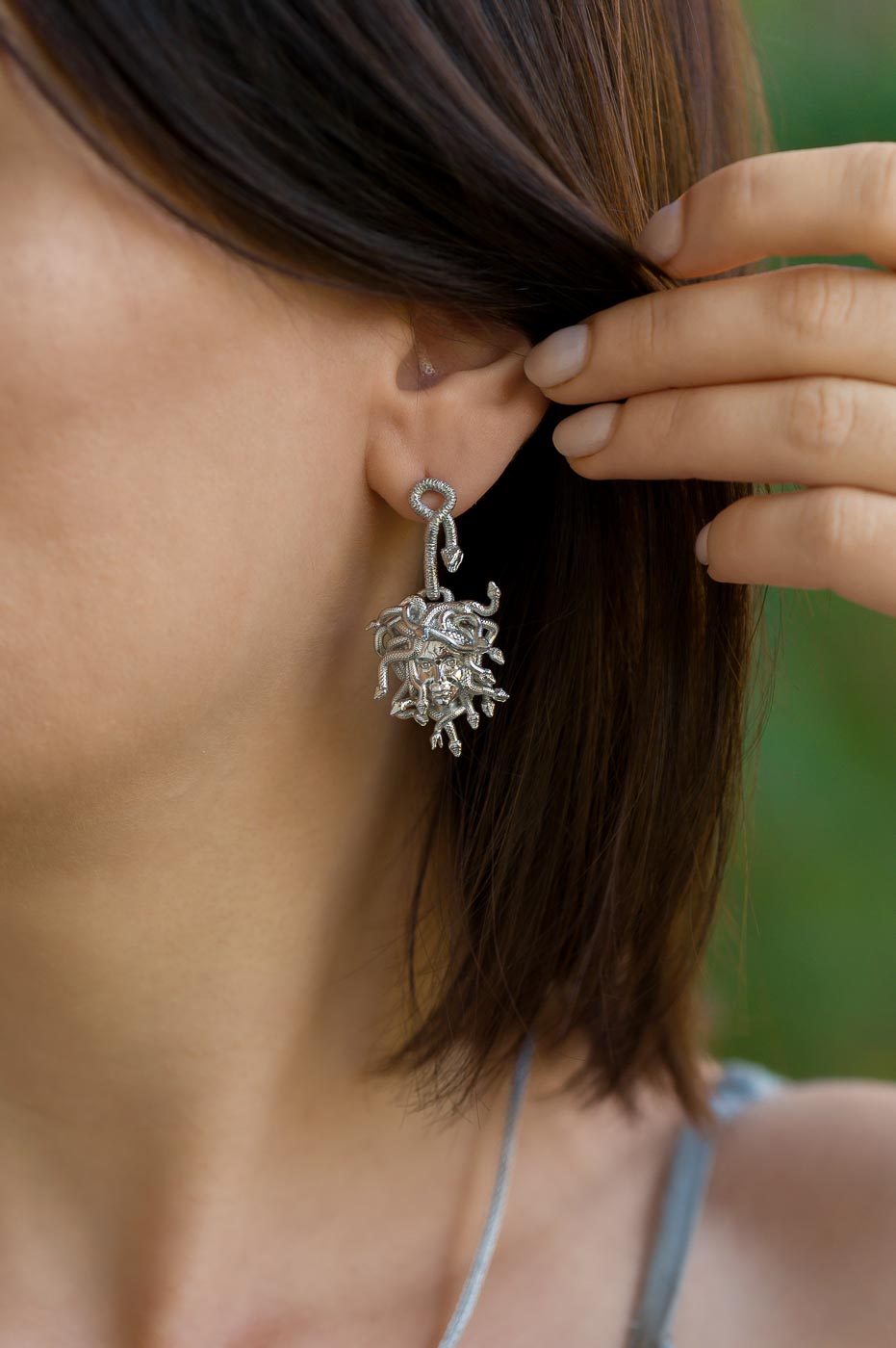 Medusa Head Earrings | Sterling Silver Greek Mythology Statement Jewelry