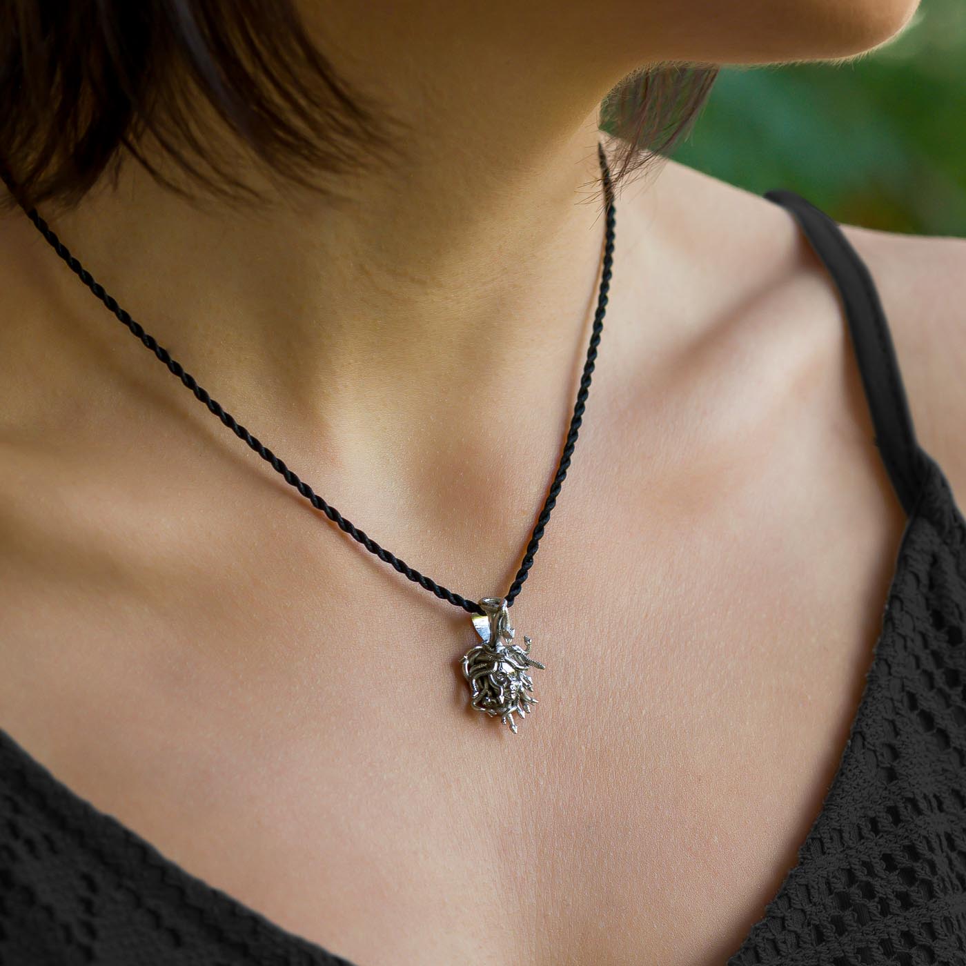 Small Medusa Head Necklace | Sterling Silver Greek Mythology Pendant