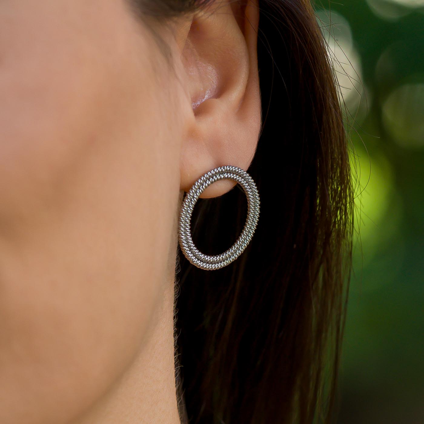 Twisted Sterling Silver Hoop Earrings | Large