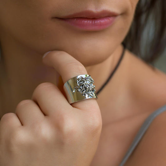 Medusa's Head Ring | Sterling Silver Greek Mythology Statement Jewelry