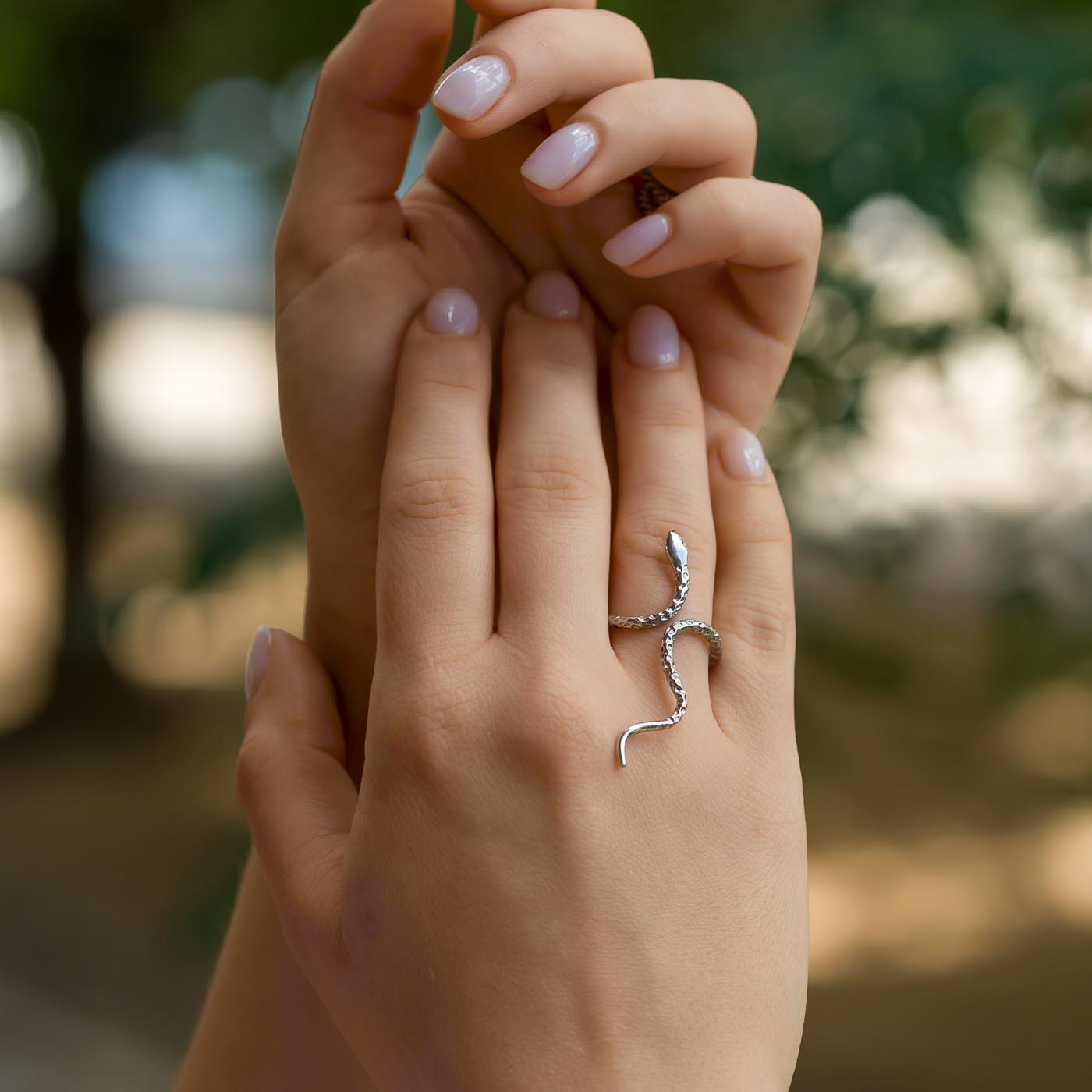 Textured Sterling Silver Snake Wrap Ring