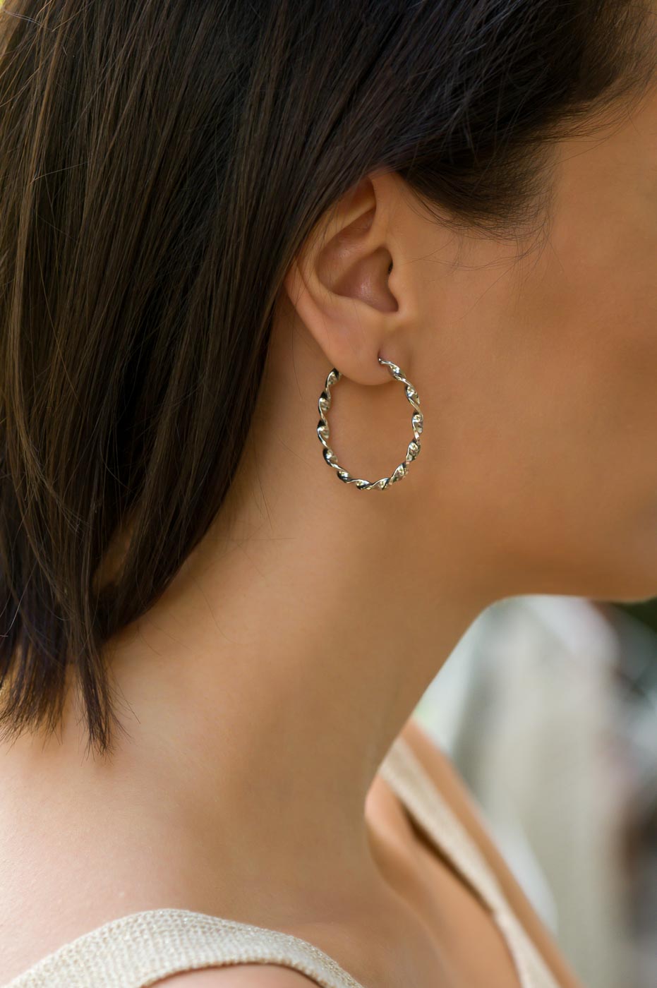 Small Twisted Sterling Silver Hoop Earrings