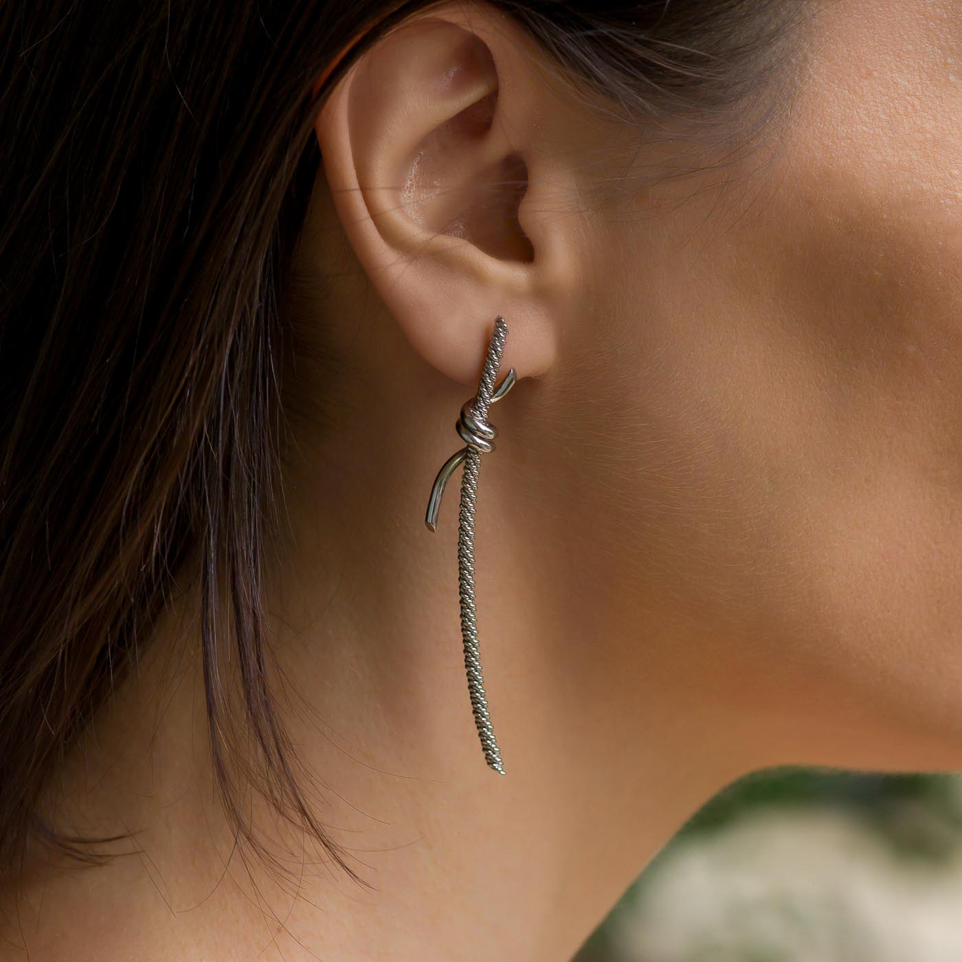 Knot Sterling Silver Drop Earrings