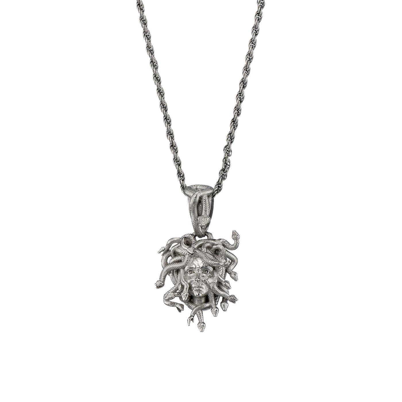 Small Medusa Head Necklace | Sterling Silver Greek Mythology Pendant