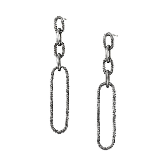 Twisted Chain LInk Sterling Silver Drop Earrings