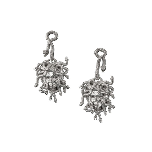 Medusa Head Earrings | Sterling Silver Greek Mythology Statement Jewelry
