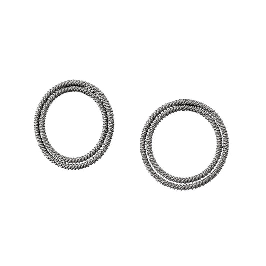 Twisted Sterling Silver Hoop Earrings | Large
