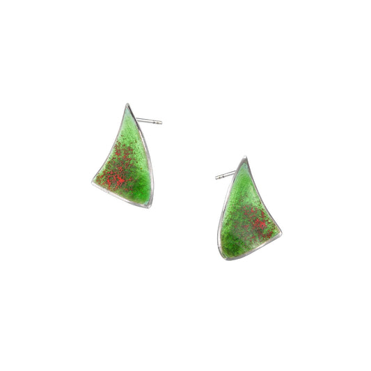 Abstract Enamel Sterling Silver Geometric Stud Earrings