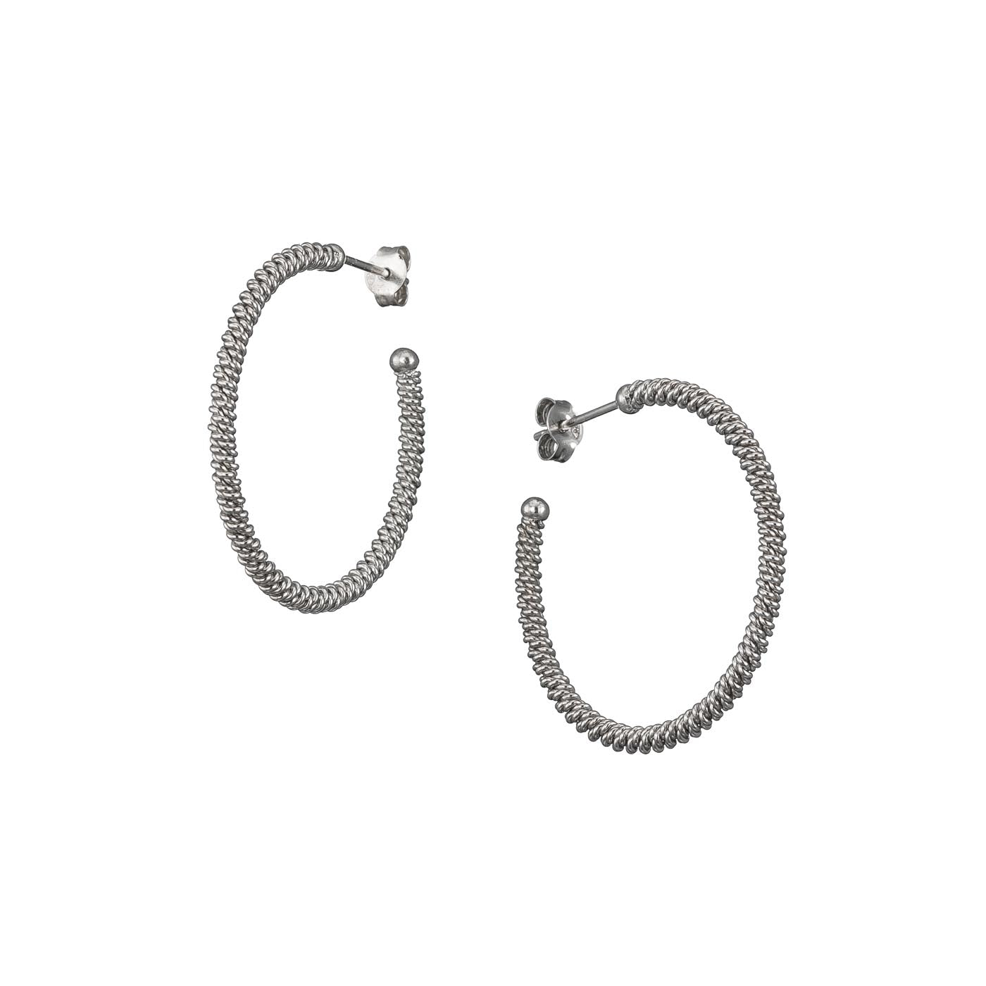 Corded Wire Sterling Silver Hoop Earrings