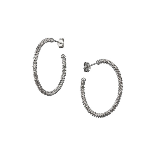 Corded Wire Sterling Silver Hoop Earrings