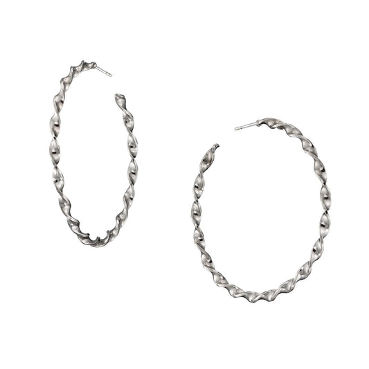 Large Twisted Sterling Silver Hoop Earrings