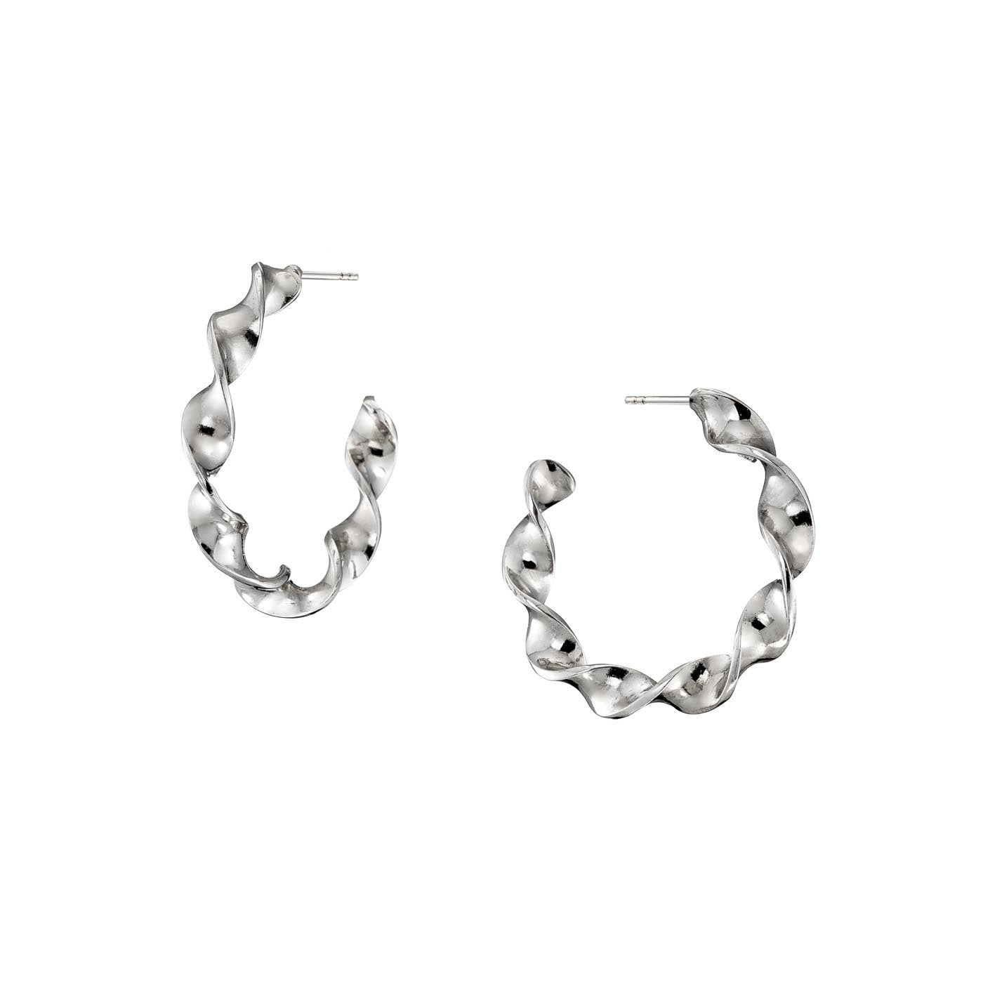 Small Thick Twisted Sterling Silver Hoop Earrings