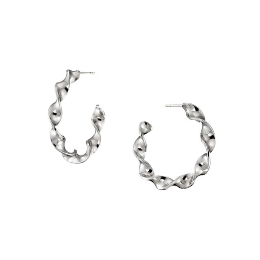 Small Thick Twisted Sterling Silver Hoop Earrings