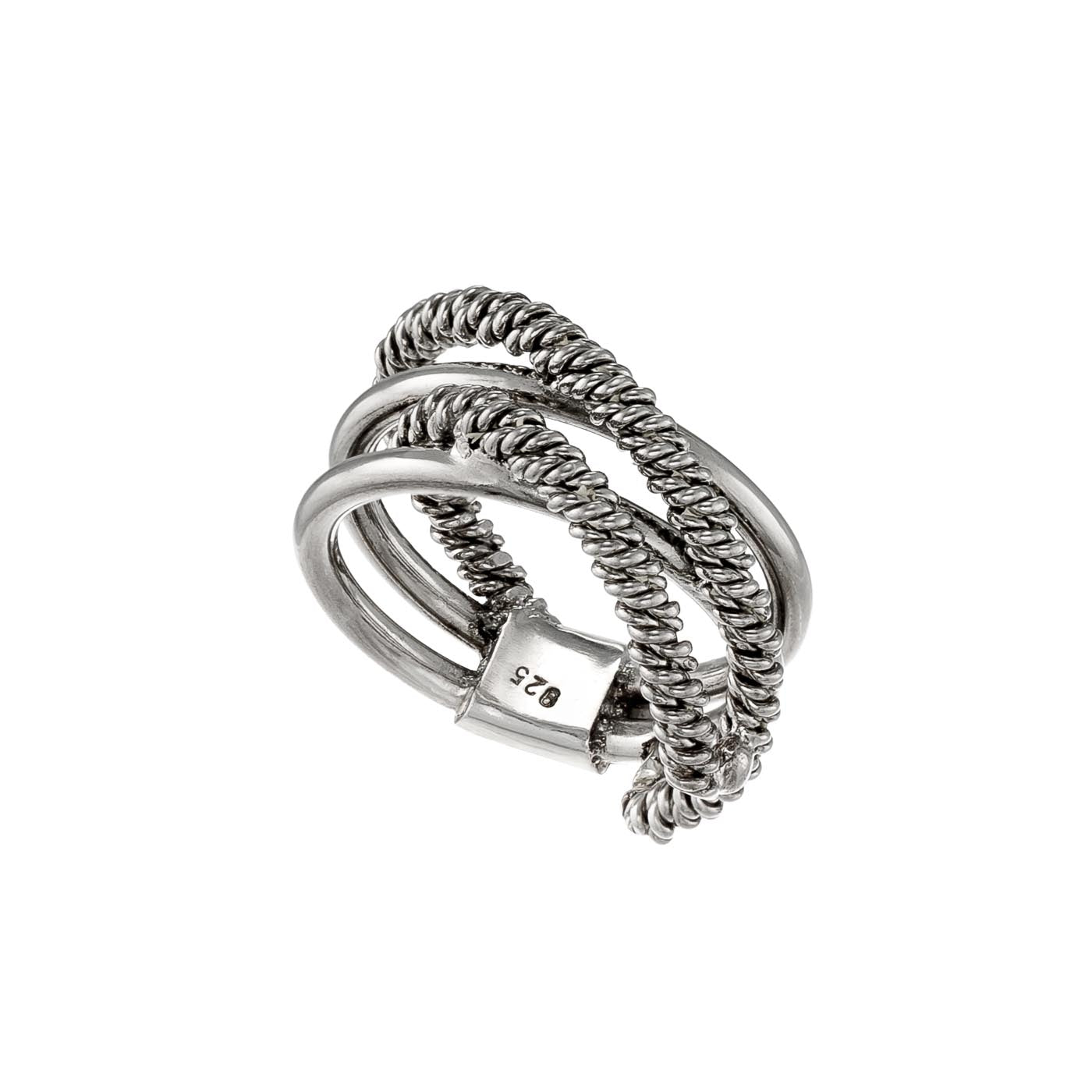 Twisted Crossover Sterling Silver Ring